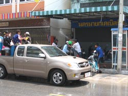 Songkram water fights in Nakhon Nayok Town